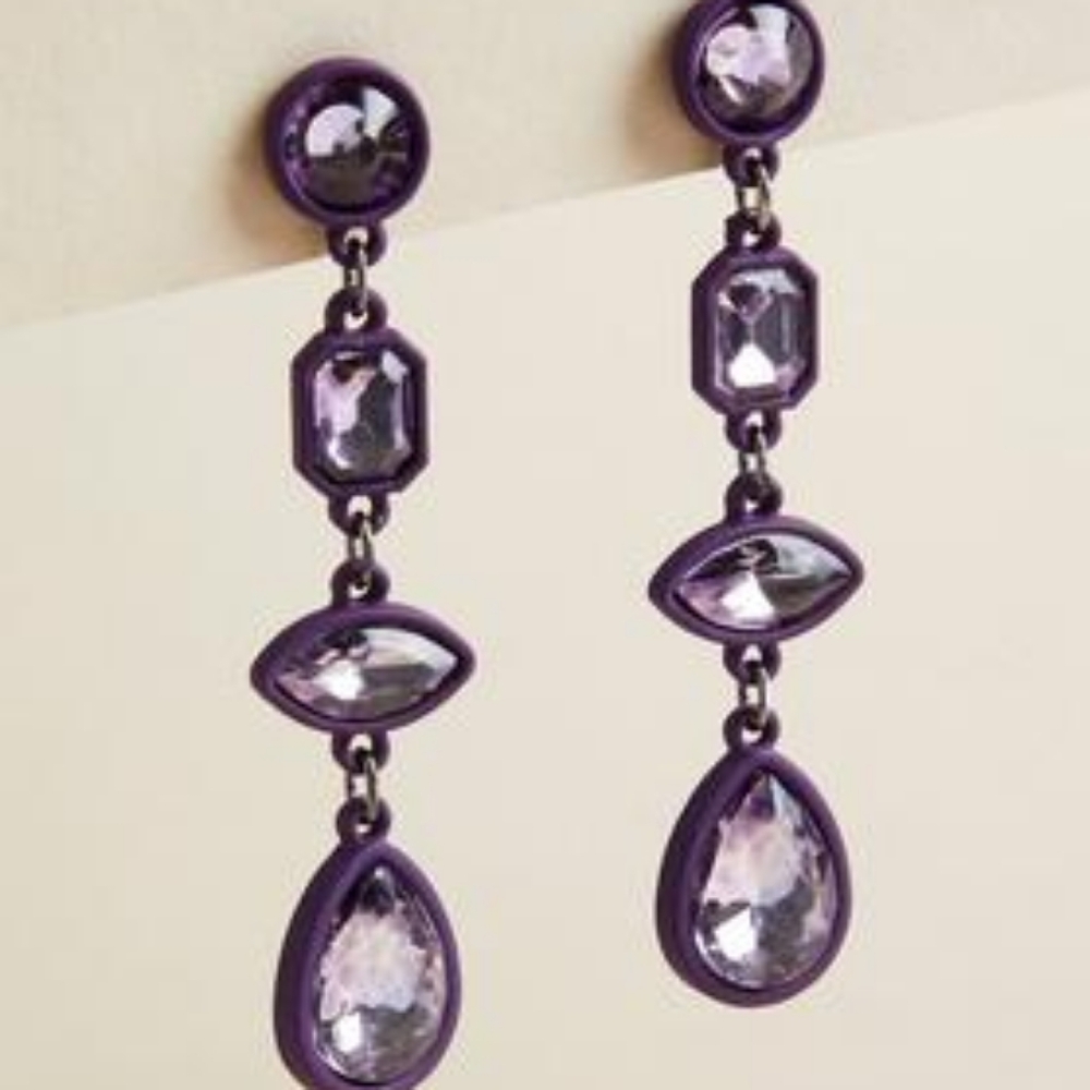 NWT Purple Stone Matte Drop Earrings
